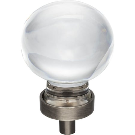 1-3/8 Diameter Brushed Pewter Sphere Glass Harlow Cabinet Knob